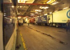 cardeck  This is of one of the car decks on the ship during loading. This picture shows one side of the deck - there is the same amount of space on the other side of the ship. There are four decks like this.