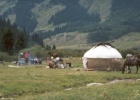camp  This is a real Kyrgyz camp. We stopped here to go horse riding and have lunch, including the national drink - fermented mare's milk.