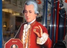 FUJI 2005 01 02 003  Mozart was born in Salzburg and lived in Austria for most of his life. The locals are all too keen to boast about the fact. Mozart is used to sell everything, from liquor to perfume. Here is a cardboard cut-out of Mozart, advertising Mozart brand chocolates. I'm sure it is what he would have wanted.