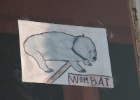 IMG 2599  Villers Bretonneux  -  In the windows of the school there were pictures of Australian animals that the schoolkids had made. This was my favorite.