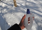 DSC 6156  Bishkek.  Bema went jogging in the park on a particularly cold day, and her water bottle froze while she was running.